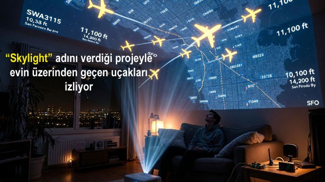 EVİN TAVANINDA UÇAKLARI İZLİYOR