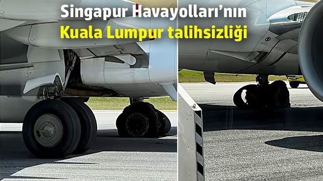 İKİ İNİŞTE  ÇİFT LASTİK  PATLADI